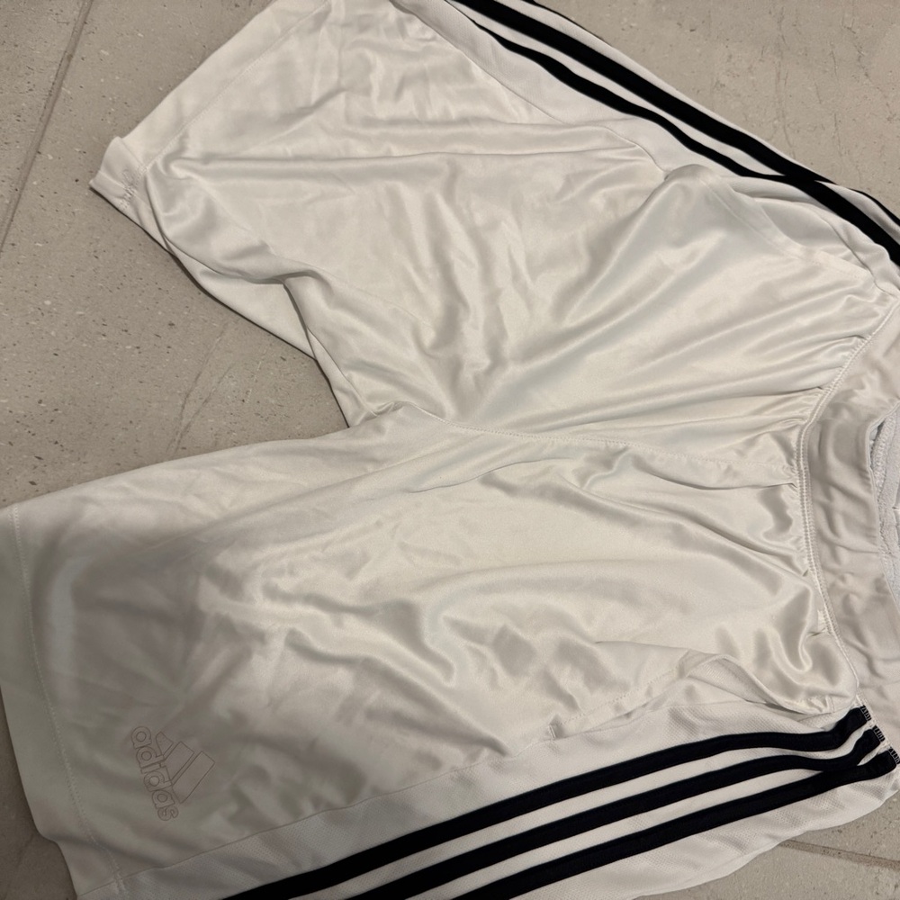 Adidas Men's White and Black Athletic Shorts